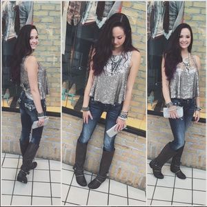 NWT BUCKLE Sequin Tank Top BKE BOUTIQUE